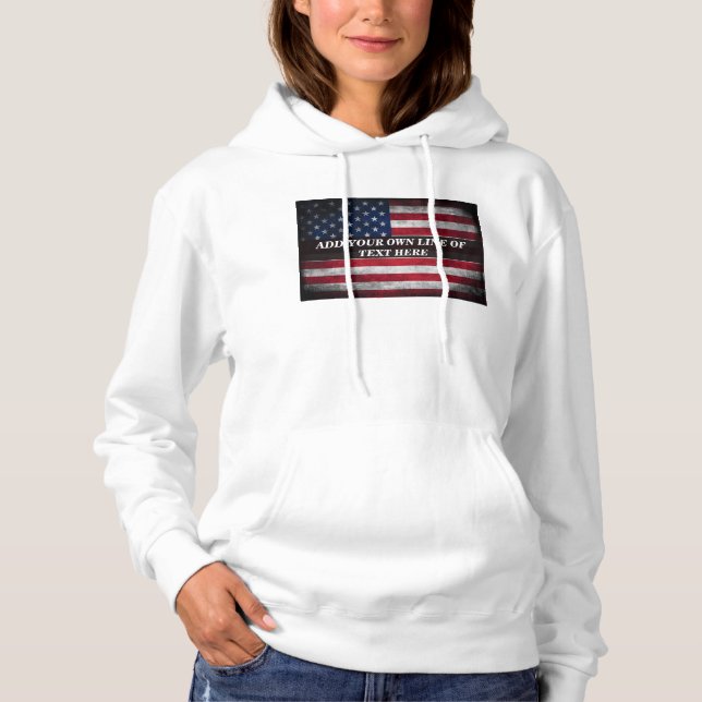 Add your text on American flag Hoodie (Front)