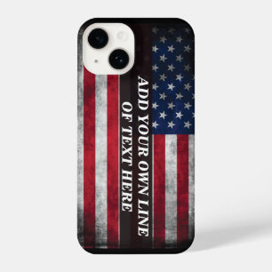 Add your text on American flag iPhone 14 Case