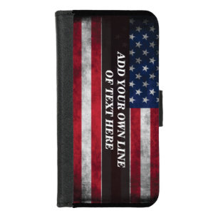Add your text on American flag  iPhone 8/7 Wallet Case