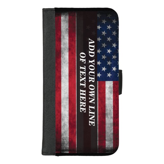 Add your text on American flag  iPhone Wallet Case (Front)