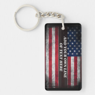 Add your text on American flag  Keychain