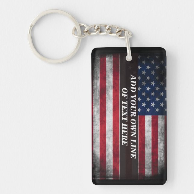 Add your text on American flag  Keychain (Front)