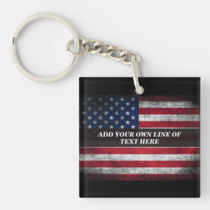 Add your text on American flag Keychain
