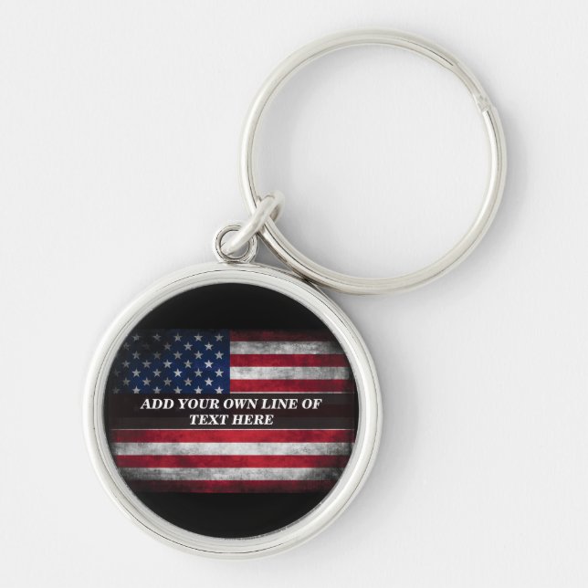 Add your text on American flag Keychain (Front)