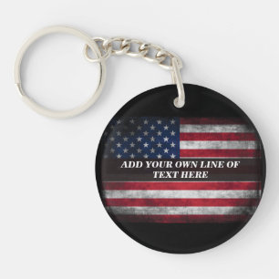 Add your text on American flag Keychain