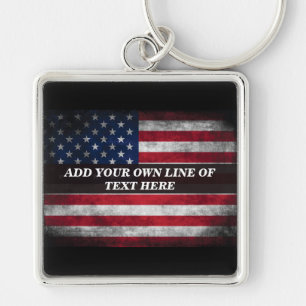 Add your text on American flag Keychain