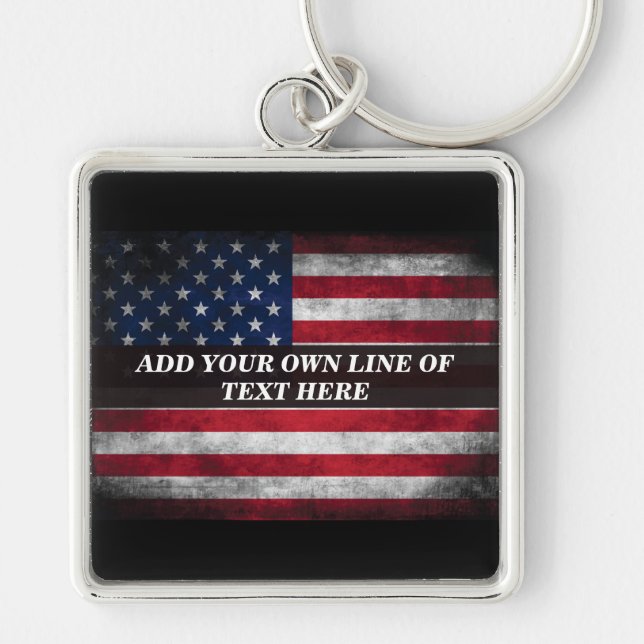 Add your text on American flag Keychain (Front)