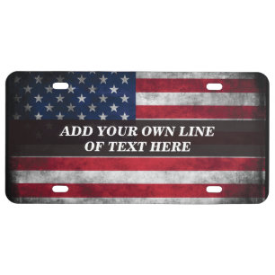 Add your text on American flag License Plate