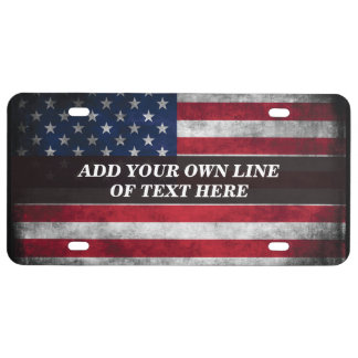 Add your text on American flag License Plate