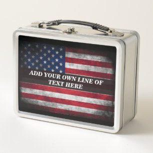 Add your text on American flag Metal Lunch Box