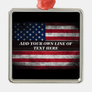 Add your text on American flag Metal Ornament