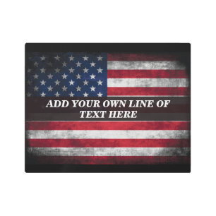 Add your text on American flag  Metal Print