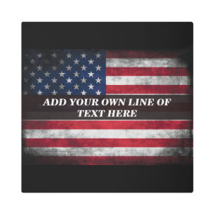 Add your text on American flag Metal Print