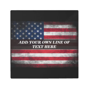 Add your text on American flag Metal Print