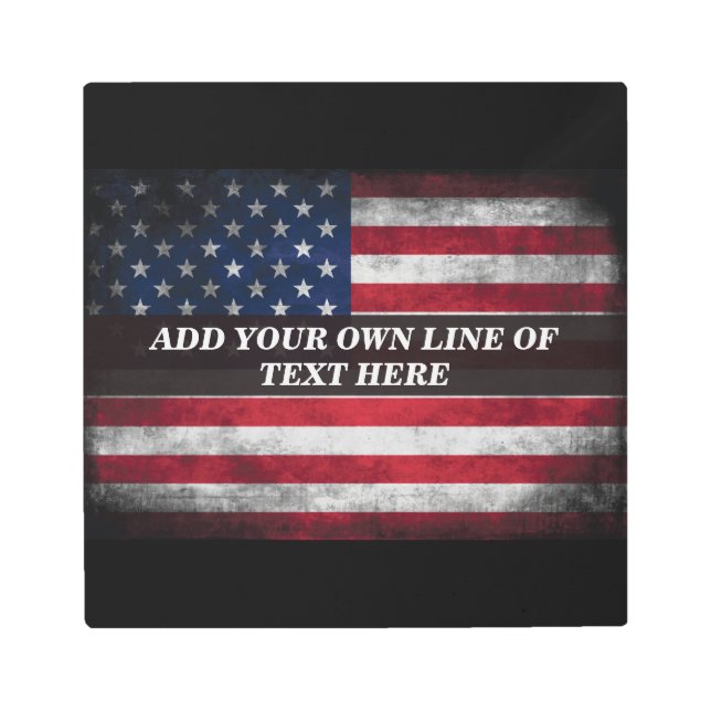 Add your text on American flag Metal Print (Front)