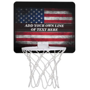 Add your text on American flag Mini Basketball Hoop