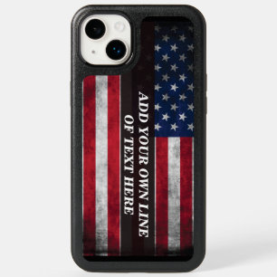 Add your text on American flag OtterBox iPhone 14 Plus Case