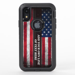 Add your text on American flag  OtterBox Defender iPhone XR Case