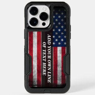 Add your text on American flag OtterBox iPhone 14 Pro Max Case