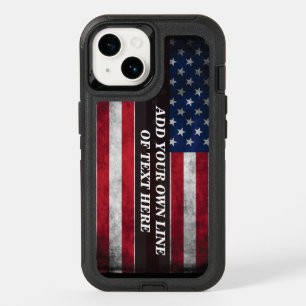Add your text on American flag OtterBox iPhone 14 Case
