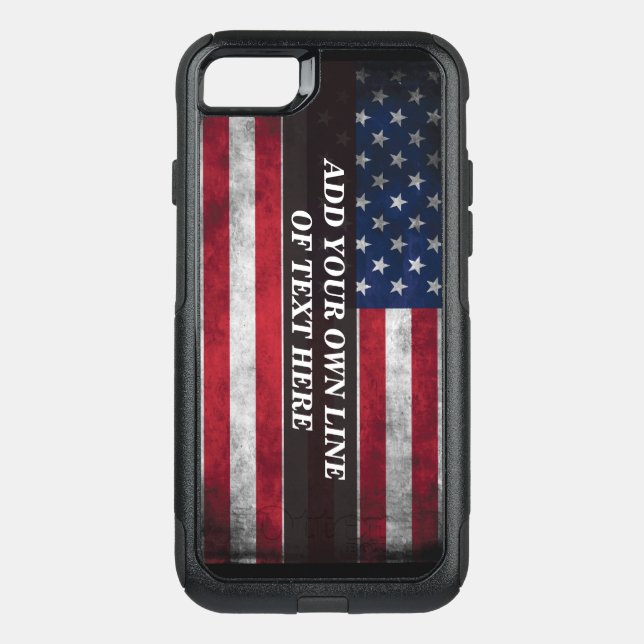Add your text on American flag  Otterbox iPhone Case (Back)