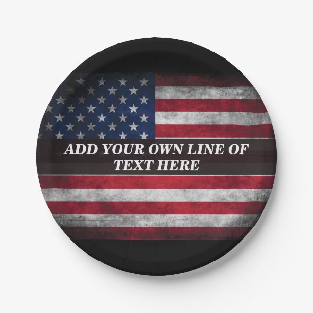 Add your text on American flag  Paper Plates (Front)