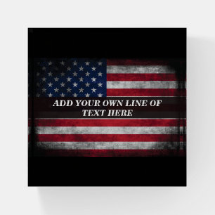 Add your text on American flag Paperweight