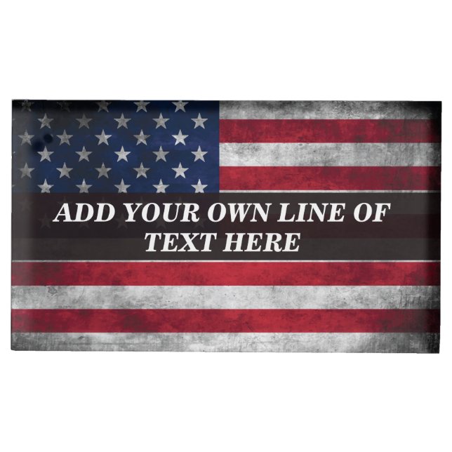Add your text on American flag  Place Card Holder (Front)