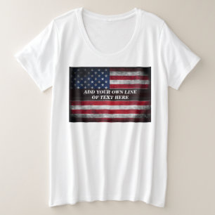 Add your text on American flag Plus Size T-Shirt
