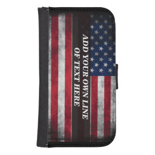 Add your text on American flag  Galaxy S4 Wallet Case