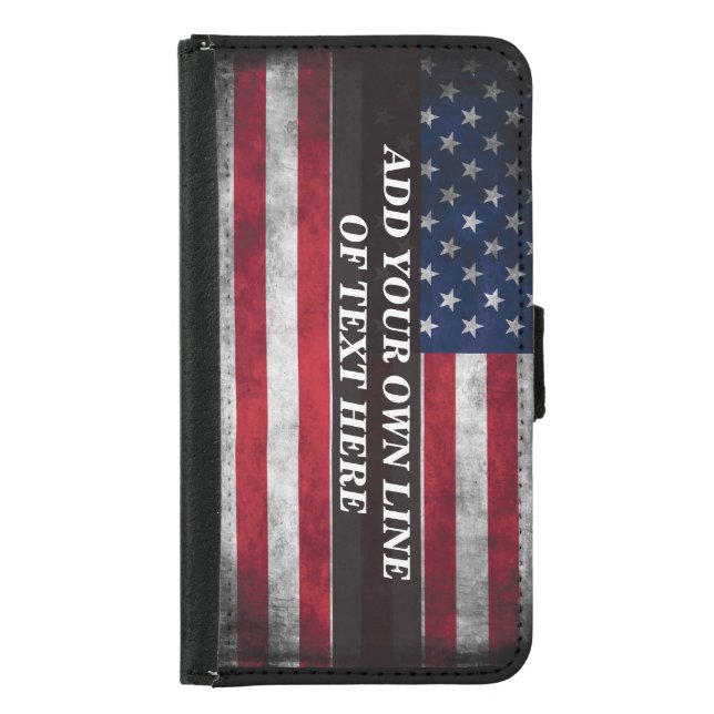 Add your text on American flag  Samsung Galaxy Wallet Case (Front)