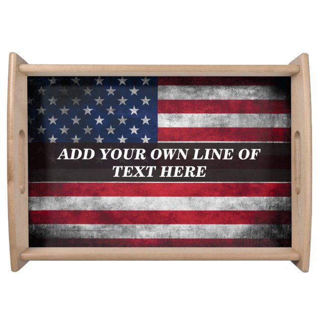 Add your text on American flag Serving Tray (Front)
