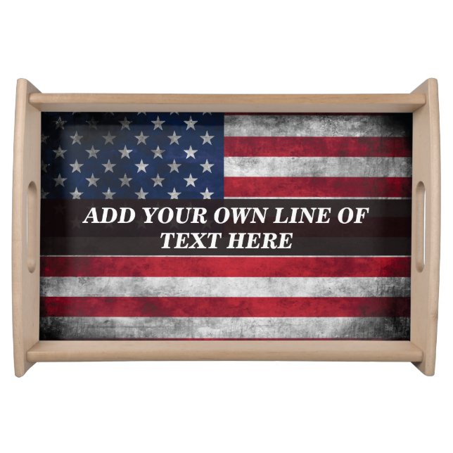 Add your text on American flag  Serving Tray (Front)