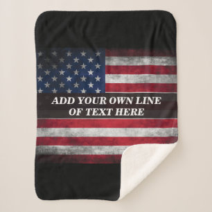 Add your text on American flag  Sherpa Blanket
