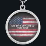 Add your text on American flag  Silver Plated Necklace<br><div class="desc">Add your text on American flag</div>