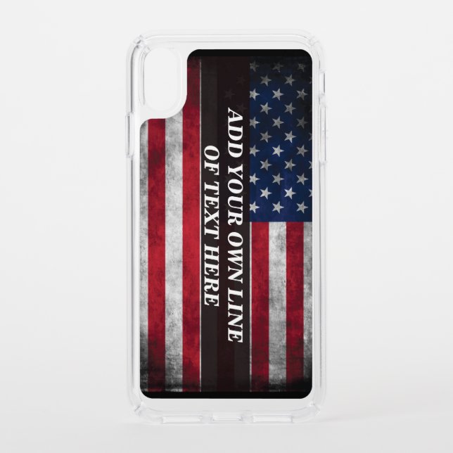 Add your text on American flag  Speck iPhone XS Max Case (Front)