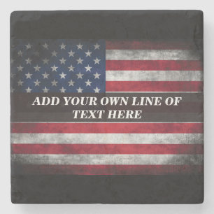Add your text on American flag Stone Coaster