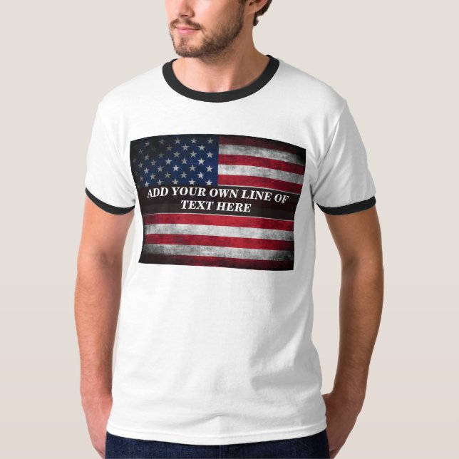 Add your text on American flag  T-Shirt (Front)