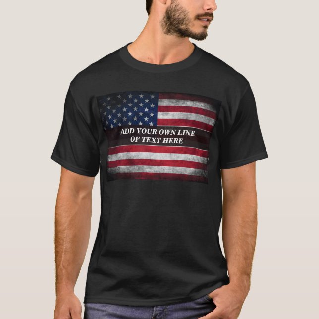 Add your text on American flag  T-Shirt (Front)