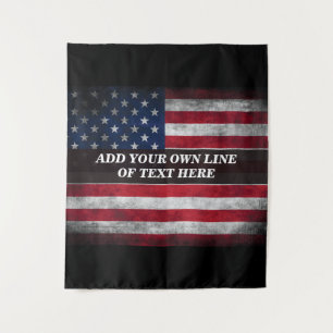 Add your text on American flag  Tapestry