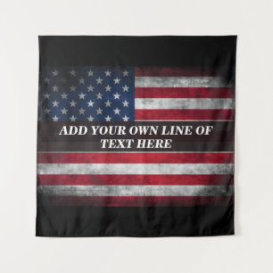 Add your text on American flag Tapestry