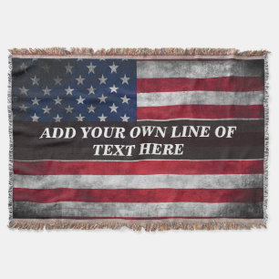 Add your text on American flag Throw Blanket