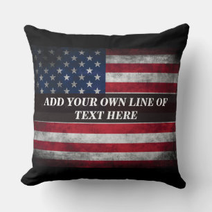 Add your text on American flag Throw Pillow