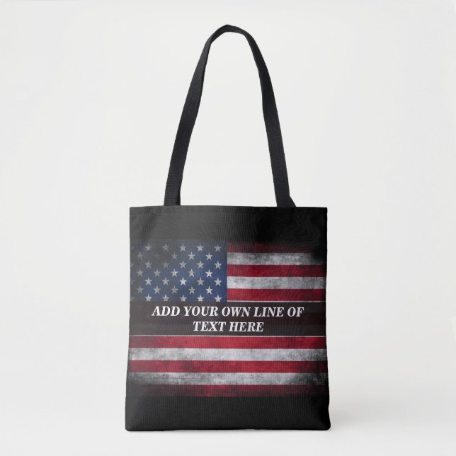 Add your text on American flag Tote Bag (Front)