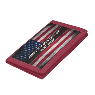 Add your text on American flag Tri-fold Wallet