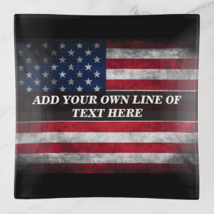 Add your text on American flag Trinket Tray