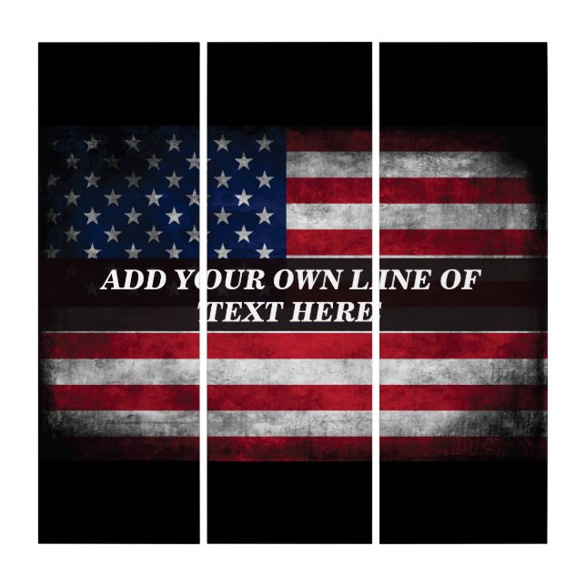 Add your text on American flag  Triptych (Front)