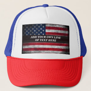 Add your text on American flag Trucker Hat