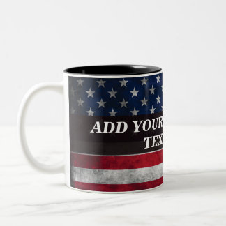 Add your text on American flag Two-Tone Coffee Mug