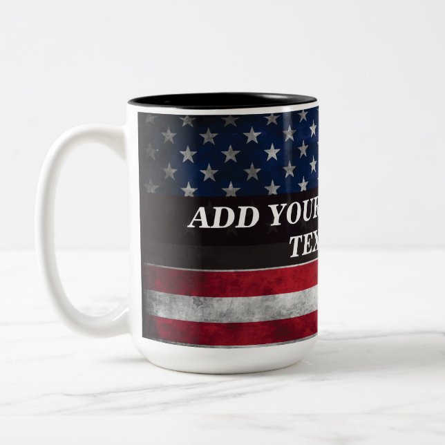 Add your text on American flag  Two-Tone Coffee Mug (Left)